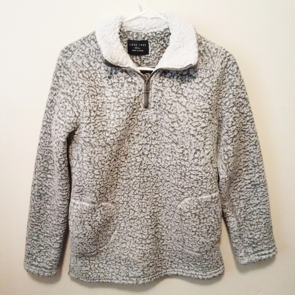 LOVE TREE fuzzy pullover teddy bear sweater